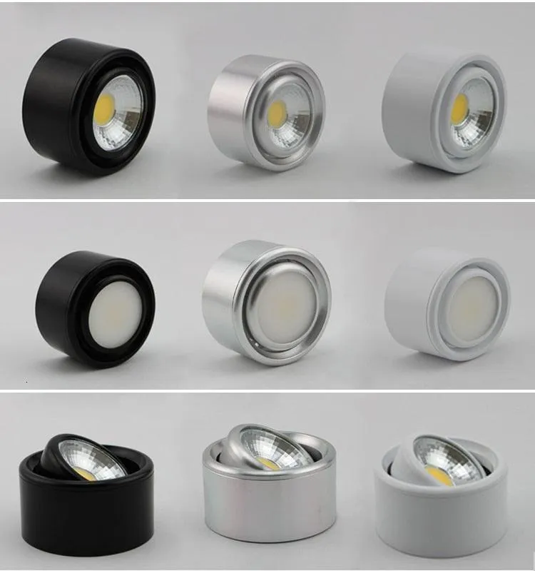 10PCS  Surface Mounted LED Downlight 3W 5W COB Black White Silver Downlight AC110V/220V Lighting Fixtures Free Shipping