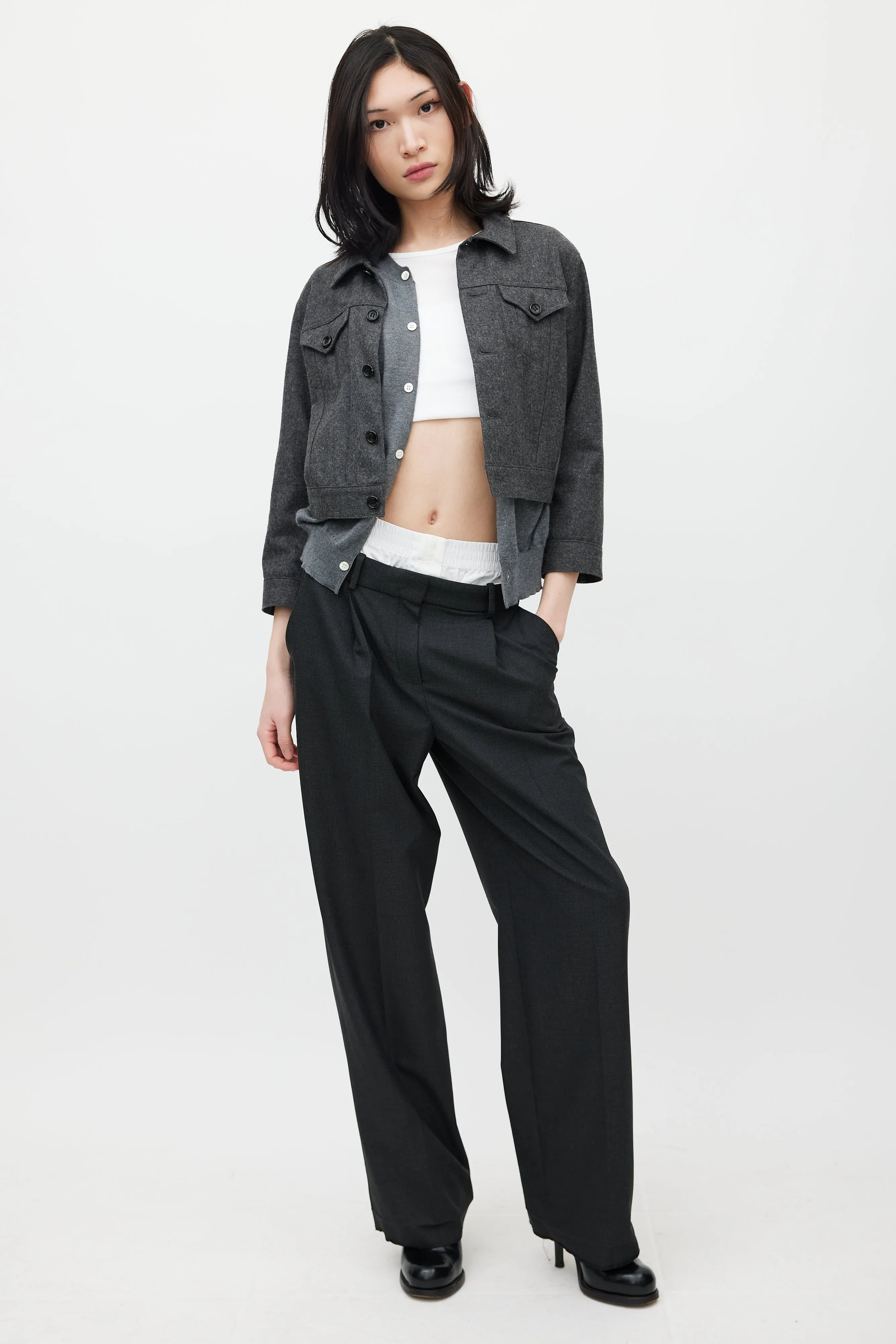 Grey Wool Cardigan Jacket