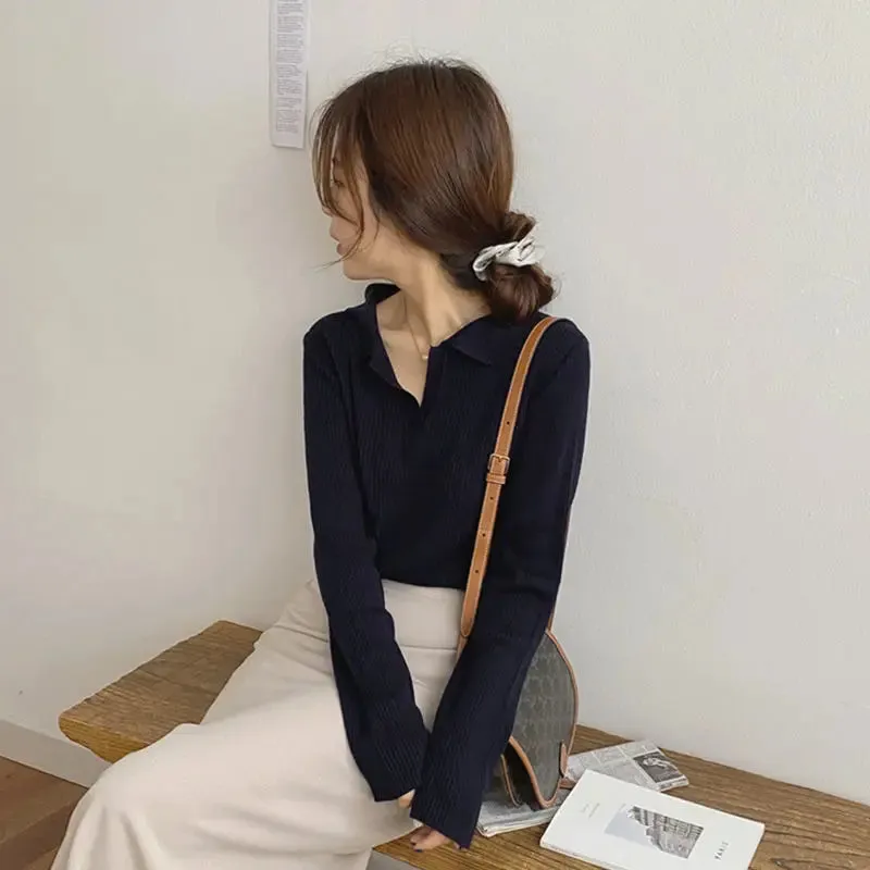 Kawaii Sweater Woman Harajuku Korean Style Pullover Tops Fashion Black Knitted Sweaters for Women Crochet Cute Vintage Clothes