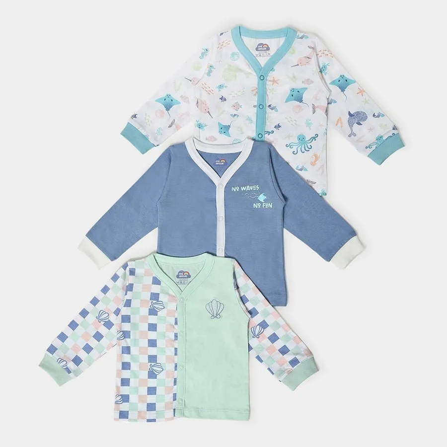 Kids Sea Animal Print Front Open Vest (Pack of 3)