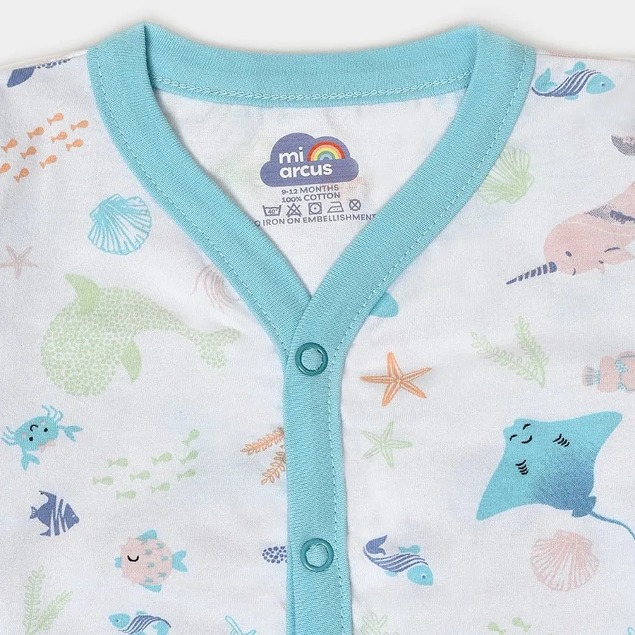 Kids Sea Animal Print Front Open Vest (Pack of 3)