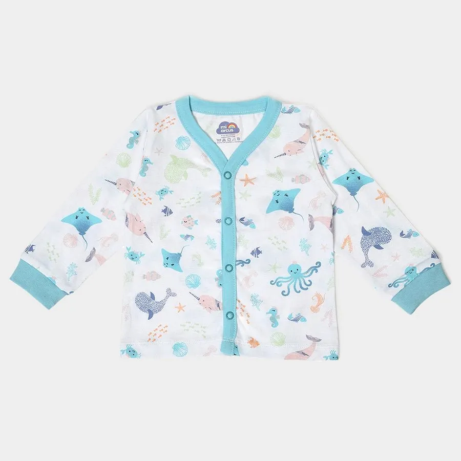 Kids Sea Animal Print Front Open Vest (Pack of 3)