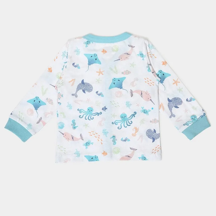 Kids Sea Animal Print Front Open Vest (Pack of 3)