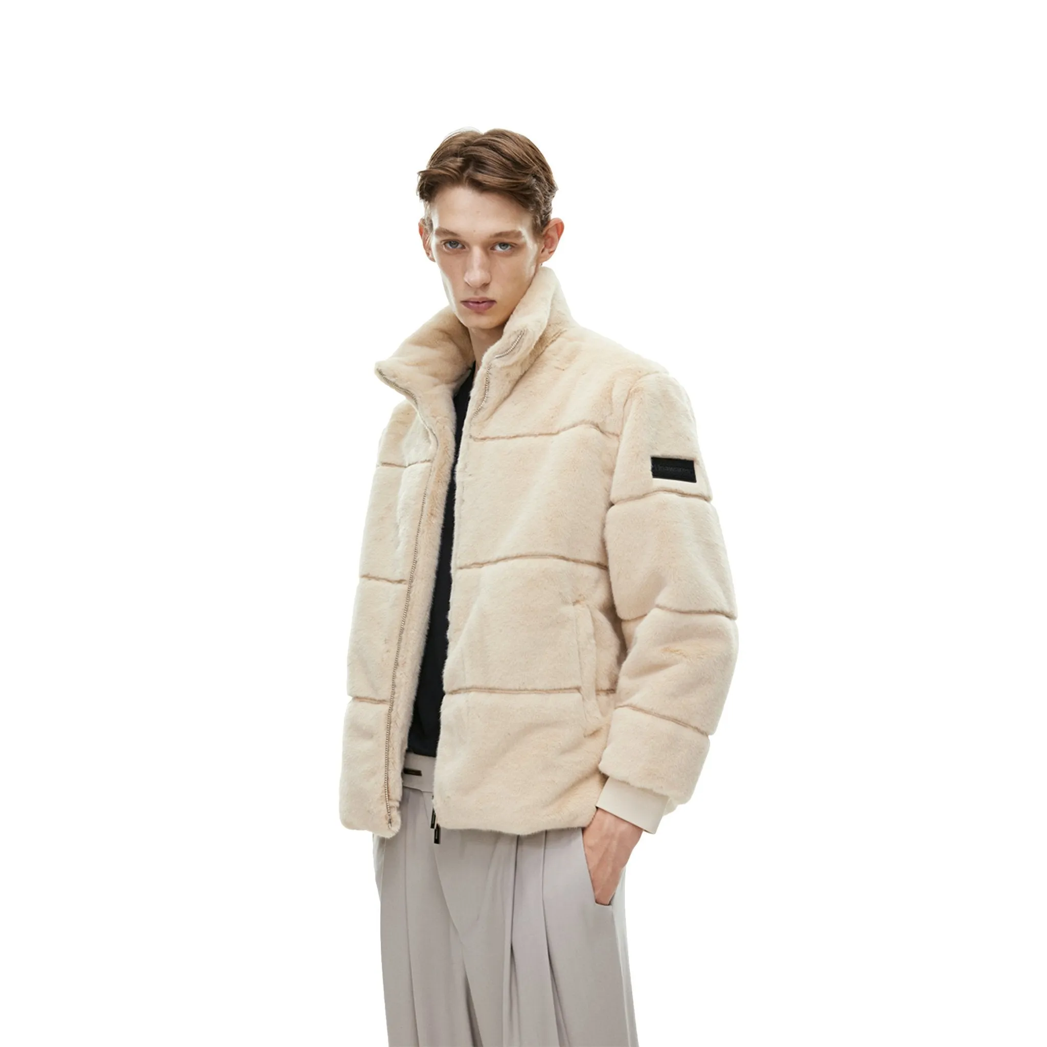 Metal Chain Mink Jacket Khaki