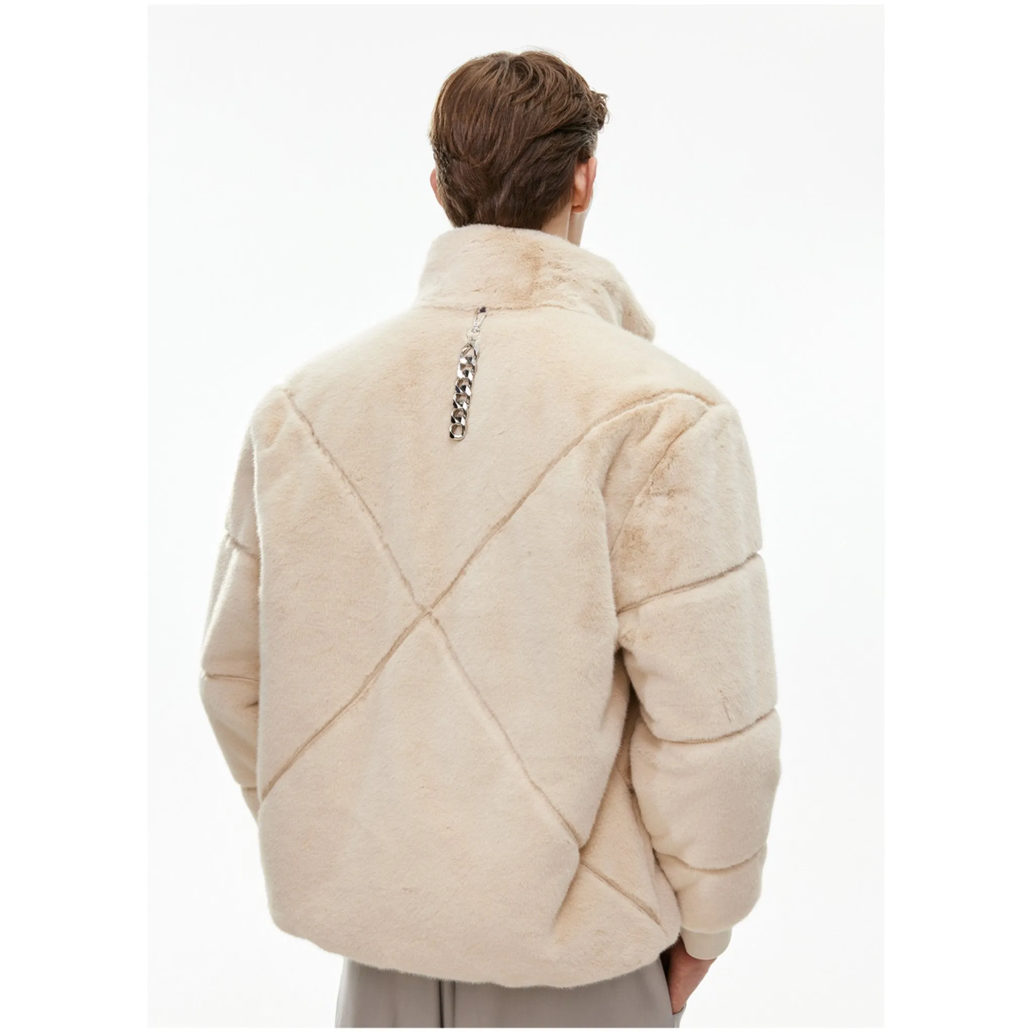 Metal Chain Mink Jacket Khaki