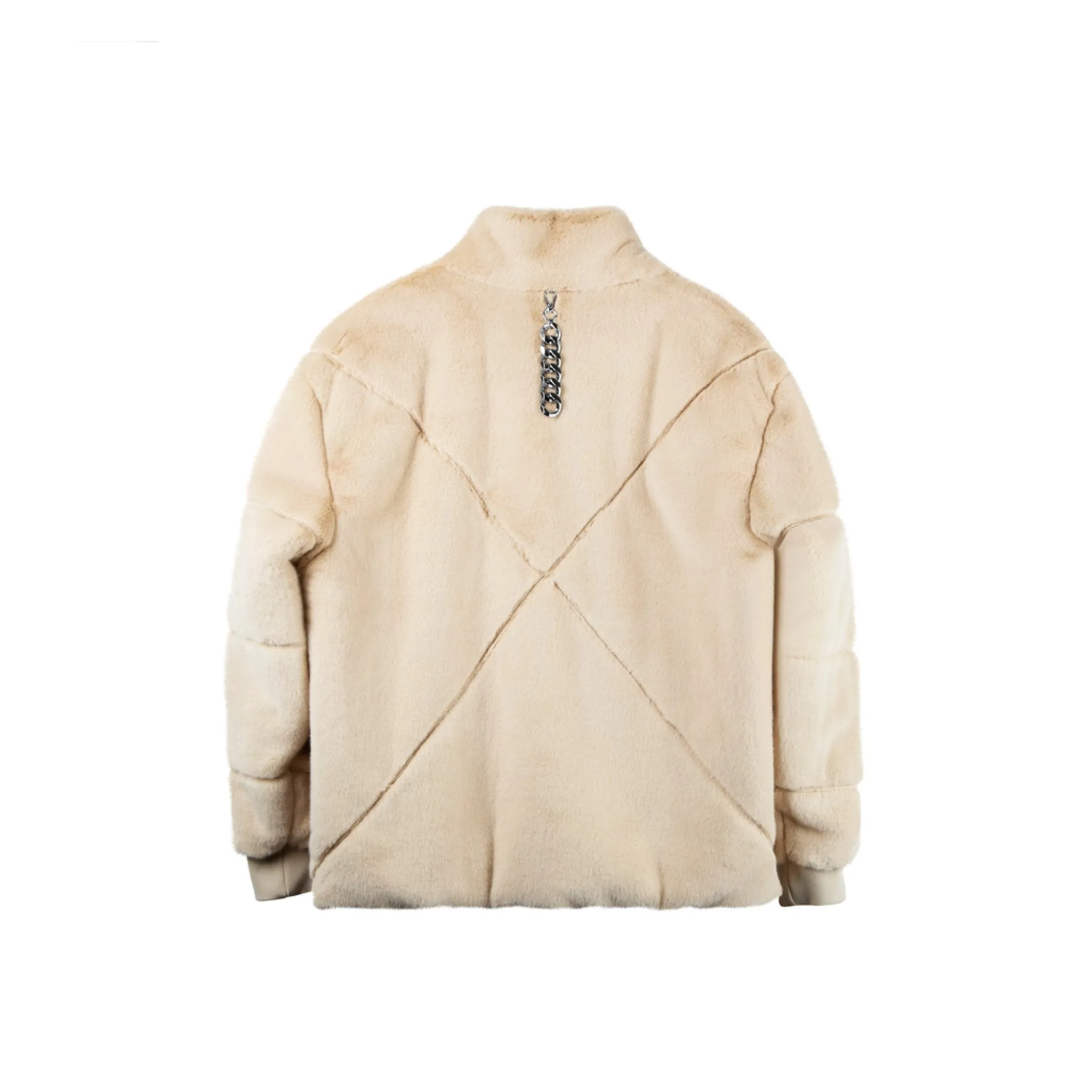 Metal Chain Mink Jacket Khaki